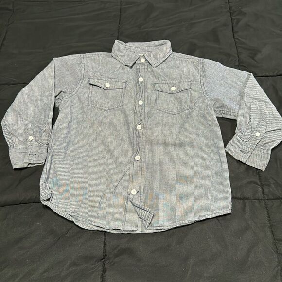Gymboree Boys Blue/white stripe button down. Size S(5-6) - Picture 1 of 4